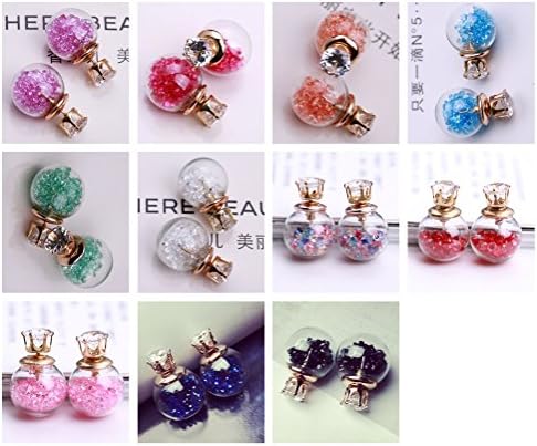 UMEYS Fahion Super Double-sided Beads with Beads Zircon Stud Earrings<11 sets (color-7)>