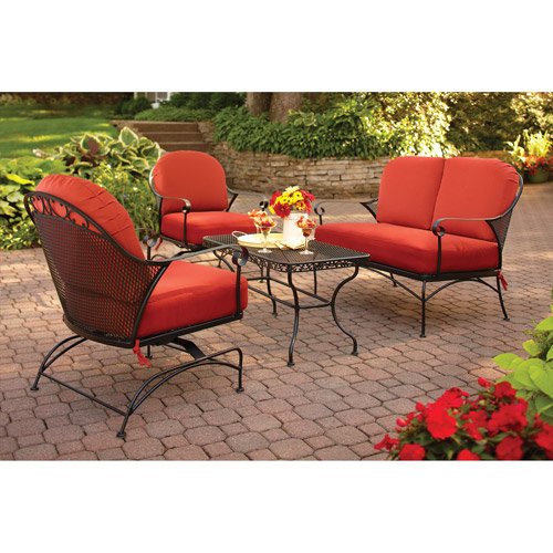 UPC 808939406944, Better Homes and Gardens Clayton Court 4-Piece Patio Conversation Set, Red, Seats 4