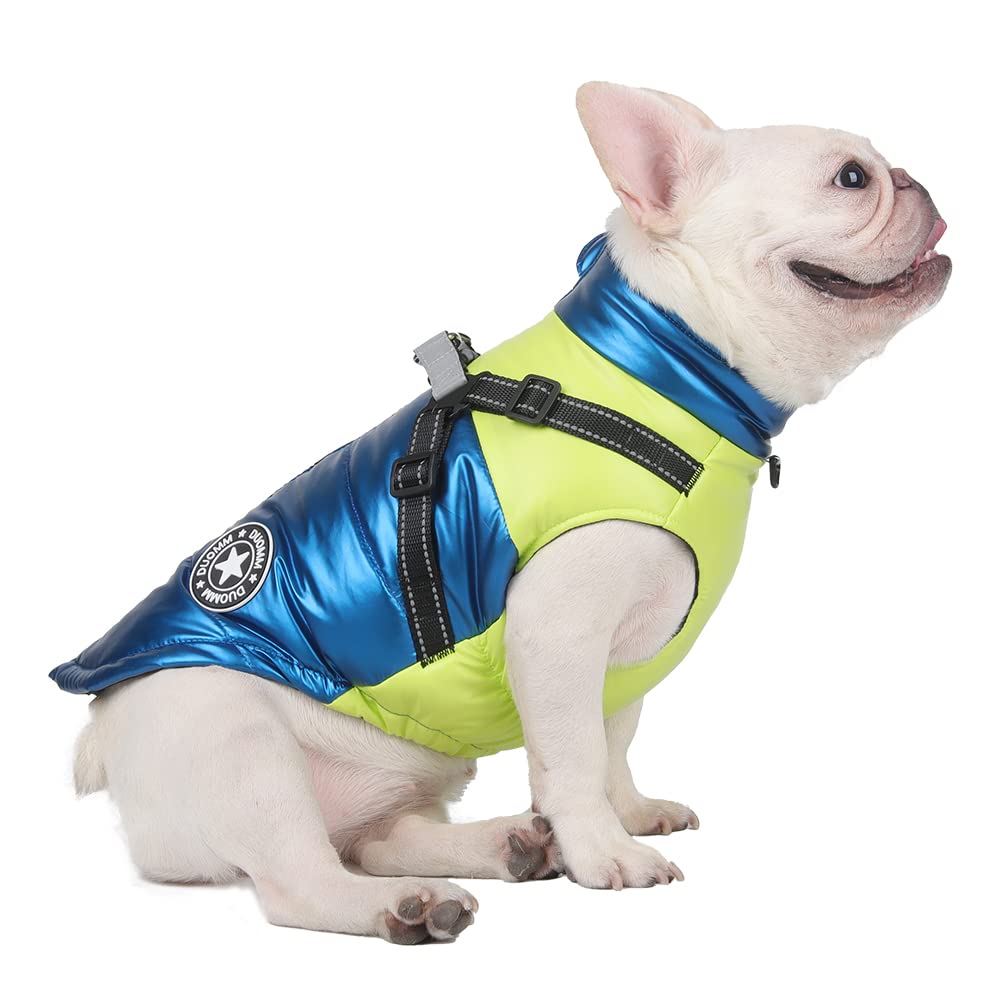 DoggieKit Dog Coats WaterProof Windproof Warm Winter Safe Threaded Reflective Strips Jacket for Medium Large Dogs with Harness Hole Puppy Pet Cold Weather Outfit Clothes Vest