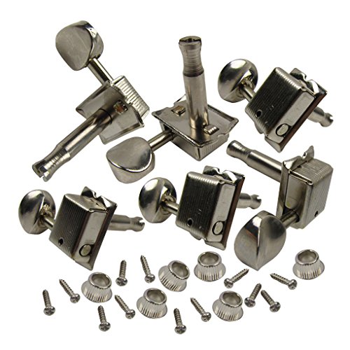 IKN Guitar Tuning Pegs 6-in-line Nickel Fender Vintage Style Strat Style Machine Head