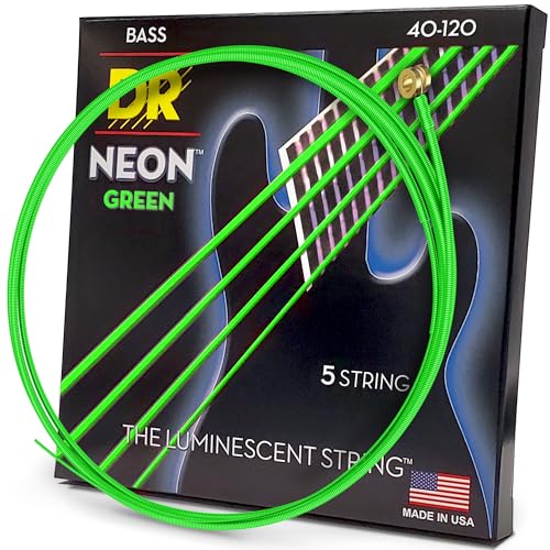 DR Strings Hi-Def Neon Grün NGB5-40 – E-Bass Light 40-120 5-Saiter