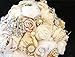 HABI 10pcs Decorative Rhinestone Pearl Flower Bead Buttons DIY Craft Embellishment for Wedding Clothes Hair Accessories Gift Decor No Hole for Sewing (Gold)