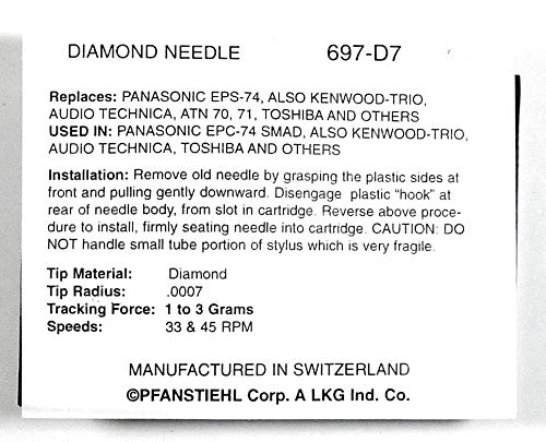 Phonograph Record Player Turntable Needle Compatible with Technics SL-B2, Technics SL-B5, Technics SL-D2, Technics SL-D303, Technics SL-H401