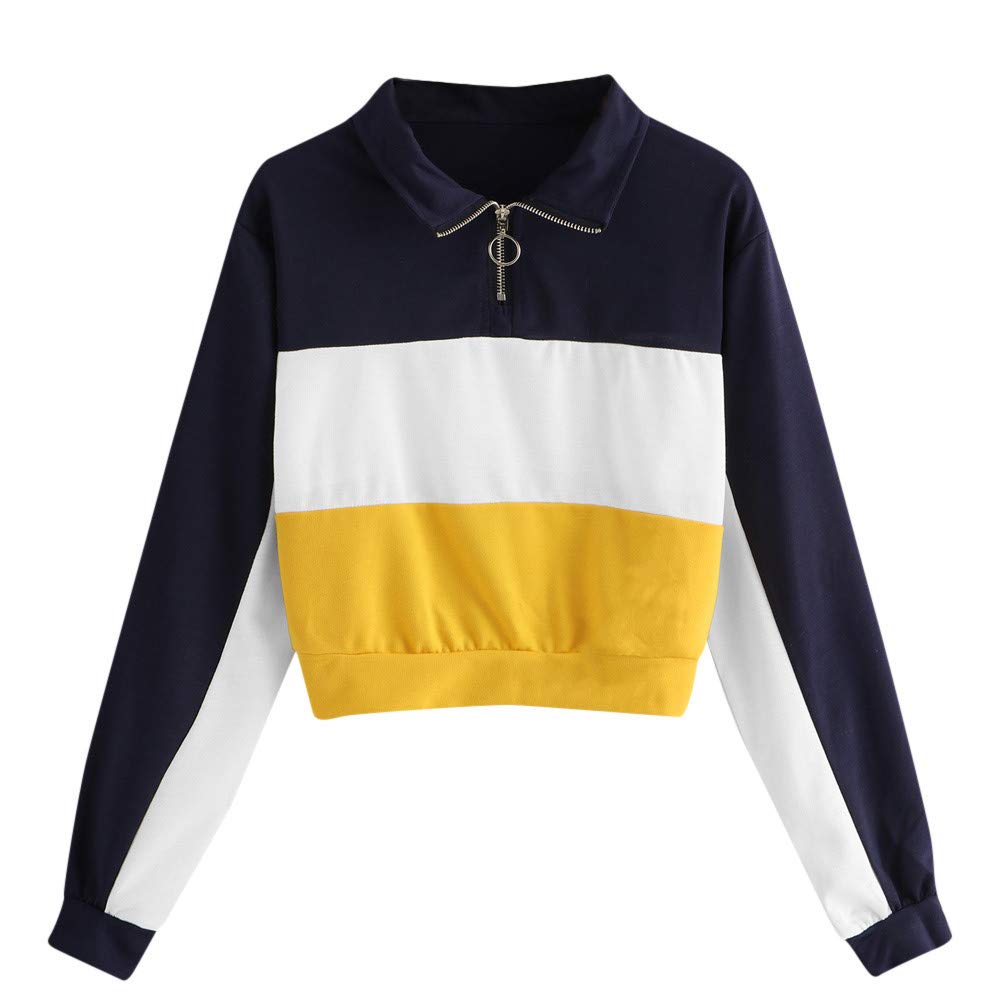 Sudaderas Mujer Tumblr Cremallera de Cuello Alto Camiseta 