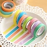 Voberry® 10x Decorative Washi Rainbow Sticky Paper Masking Adhesive Tape Scrapbooking DIY