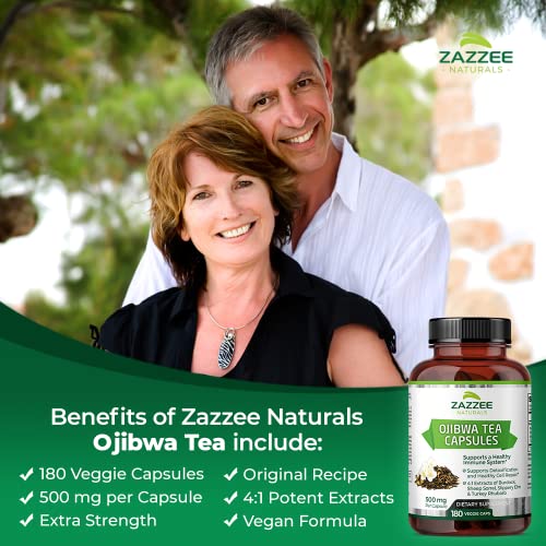 Zazzee Extra Strength Ojibwa Tea 500 mg, 180 Vegan Capsules, Rene