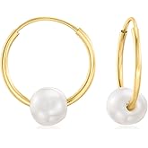 Pure Collection by Ross-Simons 5-6mm Cultured Pearl Removable Hoop Earrings in 14kt Yellow Gold