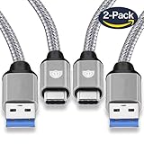 USB C Cable, [2-Pack 6.6ft] VINSO TECH USB Type C Cable to USB 3.0 Nylon Braided Cable Fast Charger for Nexus 6P 5X, LG G6 V20 G5, Nintendo Switch, Samsung Galaxy S8 S8+ , New Macbook More(Grey)