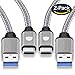 USB C Cable, [2-Pack 6.6ft] VINSO TECH USB Type C Cable to USB 3.0 Nylon Braided Cable Fast Charger for Nexus 6P 5X, LG G6 V20 G5, Nintendo Switch, Samsung Galaxy S8 S8+ , New Macbook More(Grey)