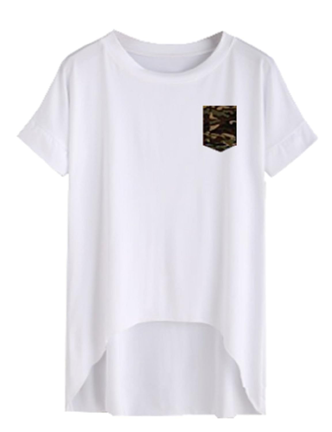 fabula women's white up and down cotton tshirt with round neck