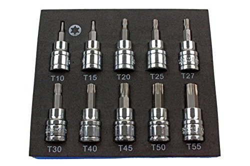 US PRO 10pc 3/8dr Torx/Star Bit Socket Set 48mm (L) T10 to T55 2066