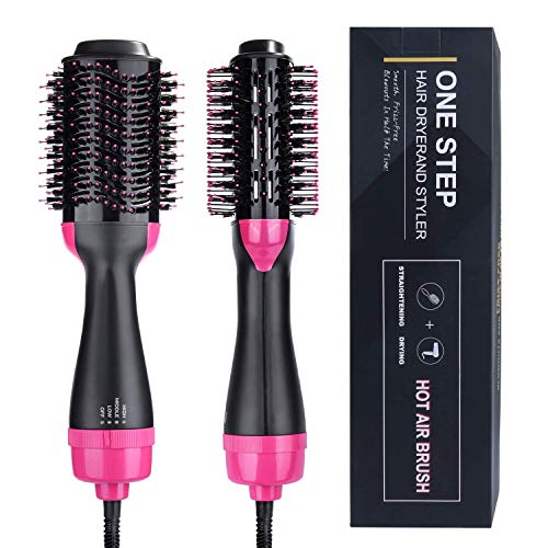 Hair Dryer Brush,Hot Air Brush, One Step Hair Dryer & Volumizer, Styler for Straightening, Curling, Salon Negative Ion Ceramic Electric Blow Dryer Rotating Straightener