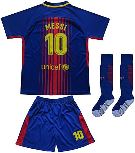 Da Games Youth Sportswear Barcelona Messi 10 Kids Home Soccer Jersey/Shorts Football Socks Set (2-3 YRS OLD, Navy)