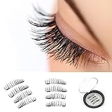 VereBeauty Long Dual Magnetic False Eyelashes, Natural Look, Most Glamorous 3D Ultra Soft, Natural Look, Glue Free Handmade Reusable False Eyelashes (1 Pair/4 Pcs)
