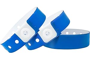 Wristall Plastic Party Blue Wristbands-100 Pack Colored Vinyl Wristbands for Events-Waterproof Lightweight Security Wrist Bands for Bar Club Festival Music Meeting