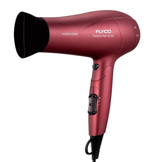 FLYCO Ionen Haartrockner FH6218EU, Leistungsstarker und Langlebiger 2000 Watt DC-motor, Abnehmbare Stylingdüse, Haarföhn ione