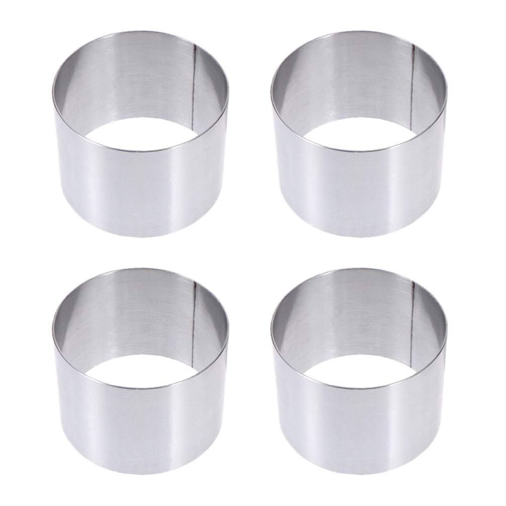 4pcs Mini Cake Ring Set, Stainless Steel Mousse Dessert Mould Round Sushi Tart Mould for Crumpets Mousse Pastry Desserts 5cm