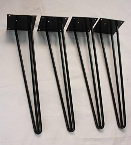 Hairpin; 3 rod 18" Black metal table leg set/4; 3/8" Solid steel rod, Industrial design (18")