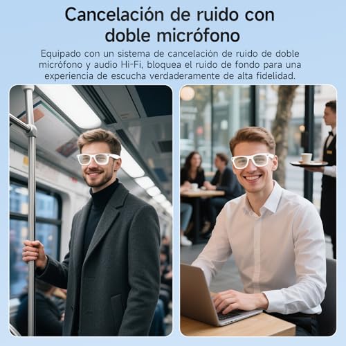 Gafas Inteligentes Sunvito con micrófono inalámbrico Bluetooth para música y Llamadas | Controles táctiles, Unisex | Protección UV