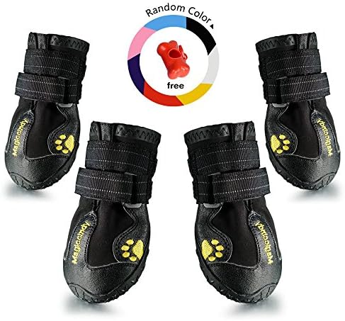 Dog Boots,Danlince Water Resistant Non-slip Dog Shoes Protectors Paws for Medium to Large Dogs Black 4PCS (5)
