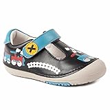 Momo Baby Boys First Walker/Toddler Train T-Strap Leather Shoes