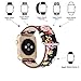 YOSWAN Bracelet for Watch, National Black White Floral Printed Leather Watch Band 38mm 42mm Strap for Watch Flower Design Wrist Watch Bracelet (Black+ Pink flower, 42mm)