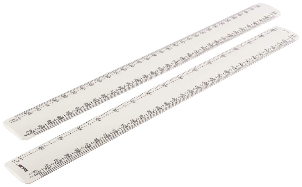 Rulex 30cm 12 inch Flat Oval Metric Engineers Scale Ruler 1:10 1:100 1:5 1:50/1:20 1:200 1:500 1:1000 - UK manufactured