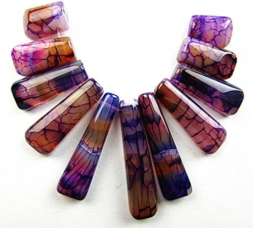 11PCS Beautiful unique purple orange dragon veins agate freeform pendant bead sets