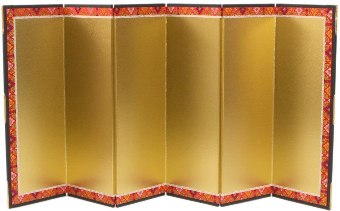 屏風(金屏風) 雛人形・お雛様用・ディスプレイ・結納用 金屏風・13号(絹目押)6曲/高さ39cm商品画像