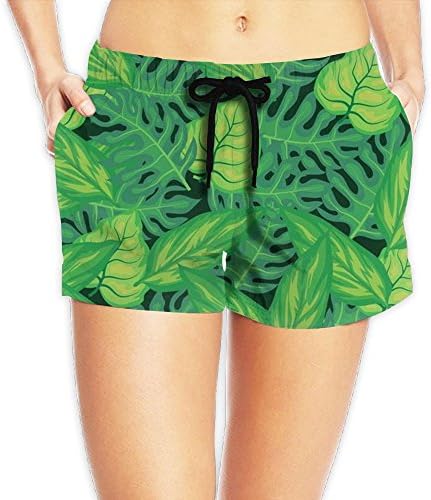 Sakanpo Tropical Leaves Women's Girl's Short Beach Pant Quick-Drying Board Pants XX-Large