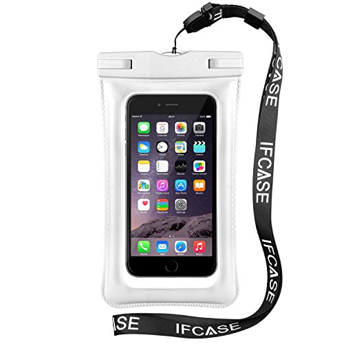 Universal Waterproof Case, IFCASE IP68 Floating TPU Phone Dry Bag Pouch for iPhone Xs Max/XS/XR/X, iPhone 6/7/8 Plus, Samsung Galaxy A7/A8, Nokia 7.1/7.1 Plus - 2 Pack White