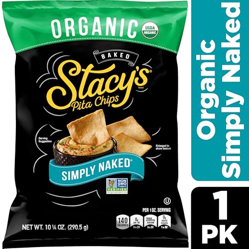 STACY’S PITA CHIPS, ORGANIC SIMPLY NAKED BAKED CHIPS, 10.25 OZ SNACK BAG