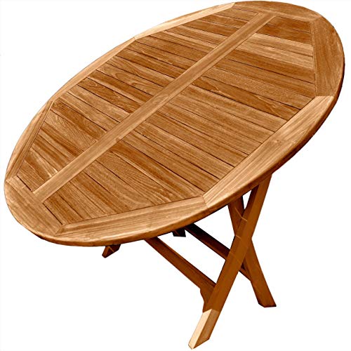 Klapptisch Salerno Teak Massivholz rund Durchmesser 80 cm – Bild 7