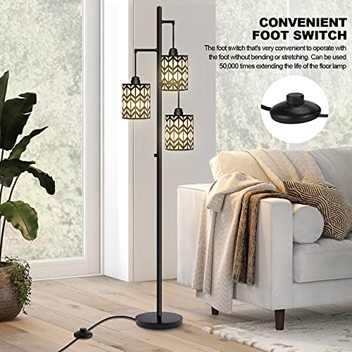 OUTON Floor Lamp with Table, Modern Dimmable Standing Lamp with Shelves, USB Charging Port, AC Outlet, Side End Table with Lamp Attached, Narrow Night OUTON Walnut Floor Lamp with Table, End Table with Lamp for Living Room  with USB \u0026 Type C Charging Port, Dimmable Lamps for Nightstand Attached for