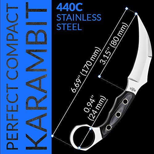 Karambit Knife with Sheath Small Fixed Blade Knofe Claw Knife