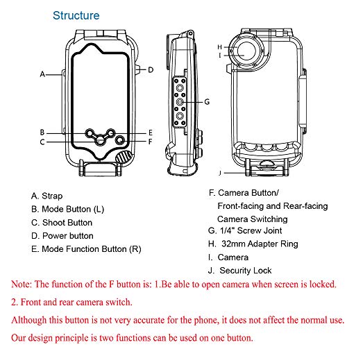 HAWELL iPhone X/XS Diving Case, Professional [40m/130ft] Surfing Swimming Snorkeling Photo Video Waterproof Protective Case Underwater Housing for iPhone with Lanyard (White) - Thumbnail 4