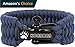 Linshanbang Paracord Survival Bracelet with Adjustable Black Stainless Steel D Shackle - Grade Type III Military Bracelet - Suitable for 8 to 9 Inch Wrists - Navy Blue