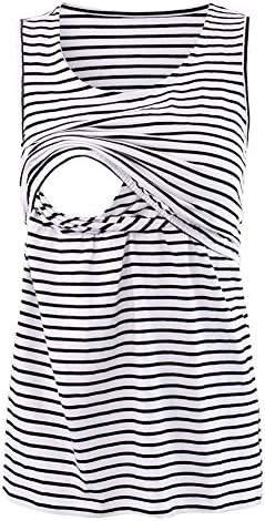 Pinkydot 2 Layers Maternity Nursing Comfy Tank Tops Sleeveless Comfy Breastfeeding Clothes White Black Stripe Medium