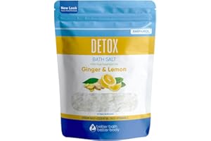 BETTER BATH BETTER BODY Detox Bath Salt 32 Ounces Epsom Salt with Natural Ginger and Lemon Essential Oils Plus Vitamin C in BPA Free Pouch with Easy Press-Lock Seal