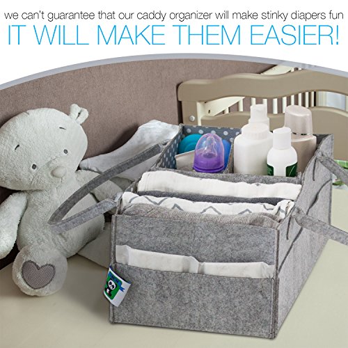 image for Premium Diaper Caddy Organizer Set of 2 – Nursery Basket with Handle