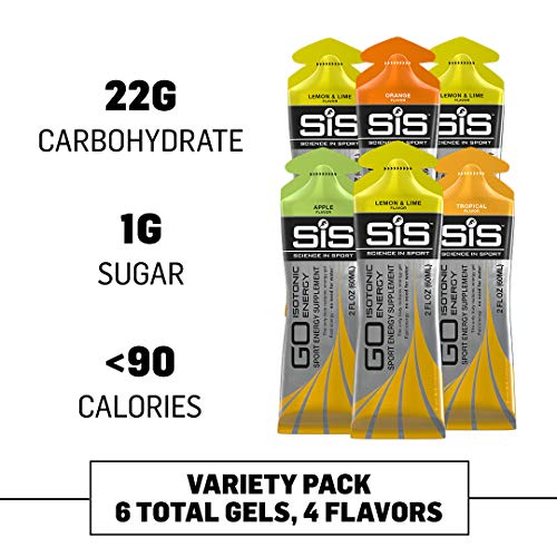 Science in Sport Energy Gel Variety Pack, SIS Isotonic Energy Gel Pack, 22g Fast Acting Carbs, Performance & Endurance Sports Gels, Running & Cycling Gel - 2 Fl Oz (Pack of 6)