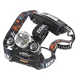 Crucial Popular 4 Mode 3x LED 5000LM Headlamp Ultra Bright Flashlight Rechargeable Color Black with Battery Charger