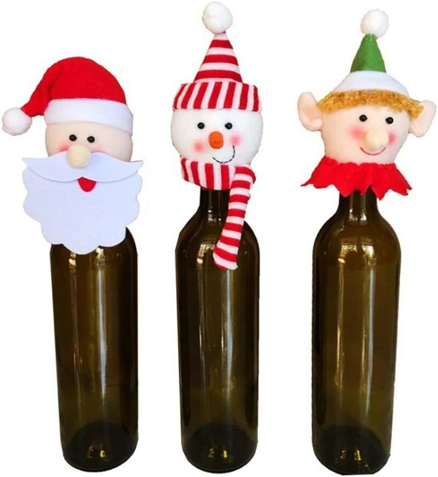 Forgiven 3pcs Christmas Bottle Decoration, Santa Claus, Snowman, Elf Fabric Bottle Ornament Party Decorations