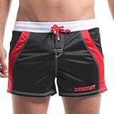 DESMIIT Men's Surf Runner Mesh Short with Pocket Black, US XL Asia XXL, Waist: 36