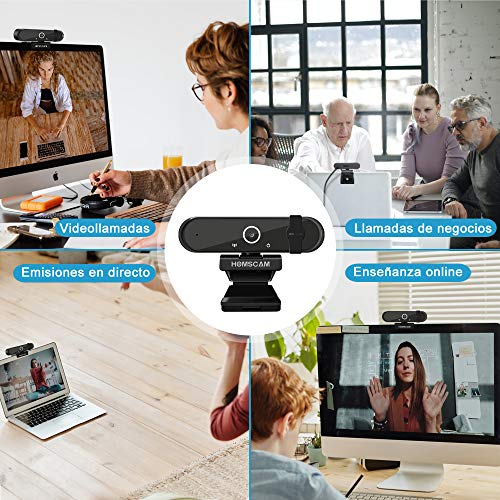 Camara-Web-HOMSCAM-Webcam-Enfoque-Automatico-con-Microfono-Estereo-1080P-HD-Webcam-de-Ordenador-Enchufable-para-Grabaciones-y-Emisiones-con-USB-para-VideoconferenciasVideollamadasVideojuegos