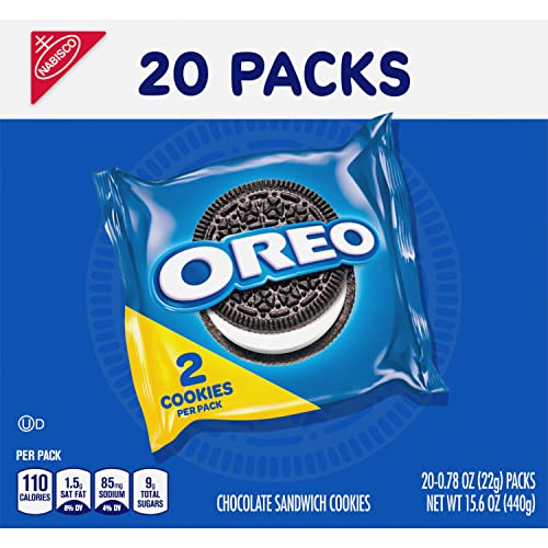 OREO CHOCOLATE SANDWICH COOKIES, 20 SNACK PACKS (2 COOKIES PER PACK)