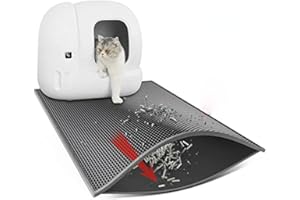 Waretary Cat Litter Mat, 24" X 15" Inch Litter Trapping Mat, Double Layer Honeycomb Litter Box Mat, Urine & Waterproof Kitty Litter Mat, Scatter Control Easy Clean (Grey)