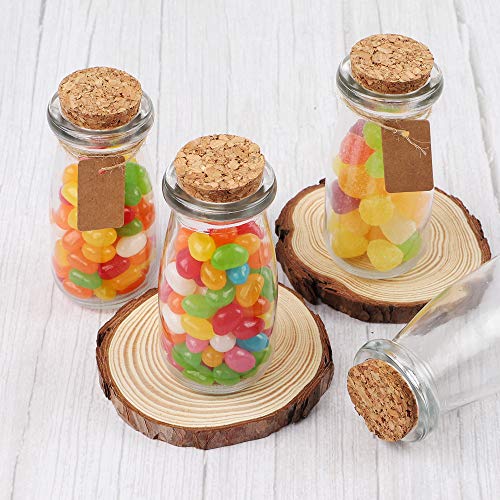 24pcs 100ml Milk Glass Bottles Glass Favors Jars Vintage Milk Bottles with Cork Lids 30pcs Cards 20 Meters Hemp Rope Wedding Party Decoration
