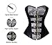 Charmian Women's 12 Spiral Steel Bones Steampunk Vintage Faux Leather Zipper Overbust Corset Zipper-black XXX-Large