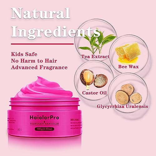 HaiolorPro Pink Temporary Hair Color Wax Washable